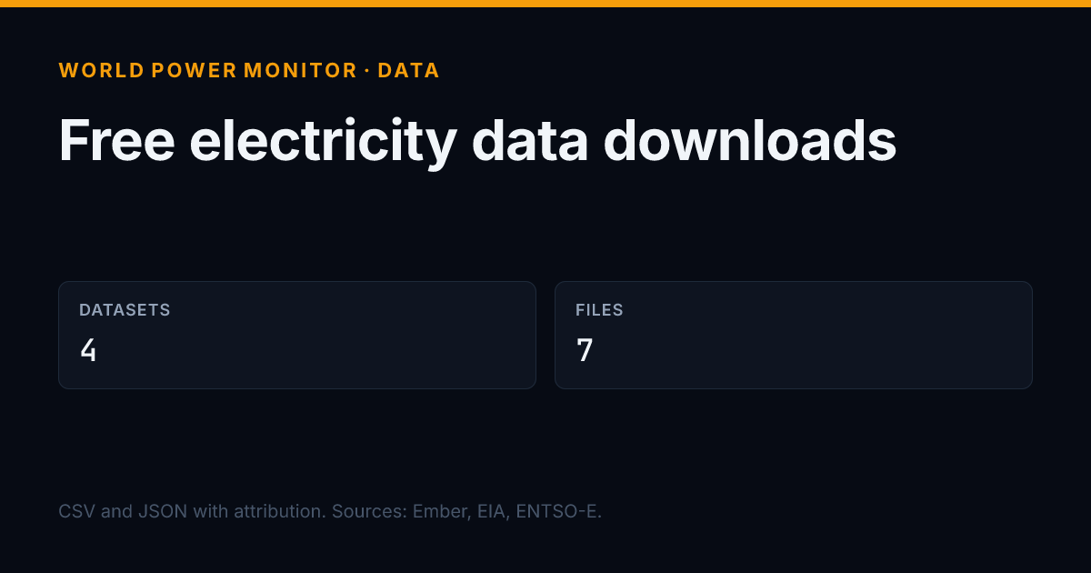 Download Electricity Data: Free CSV and JSON Files